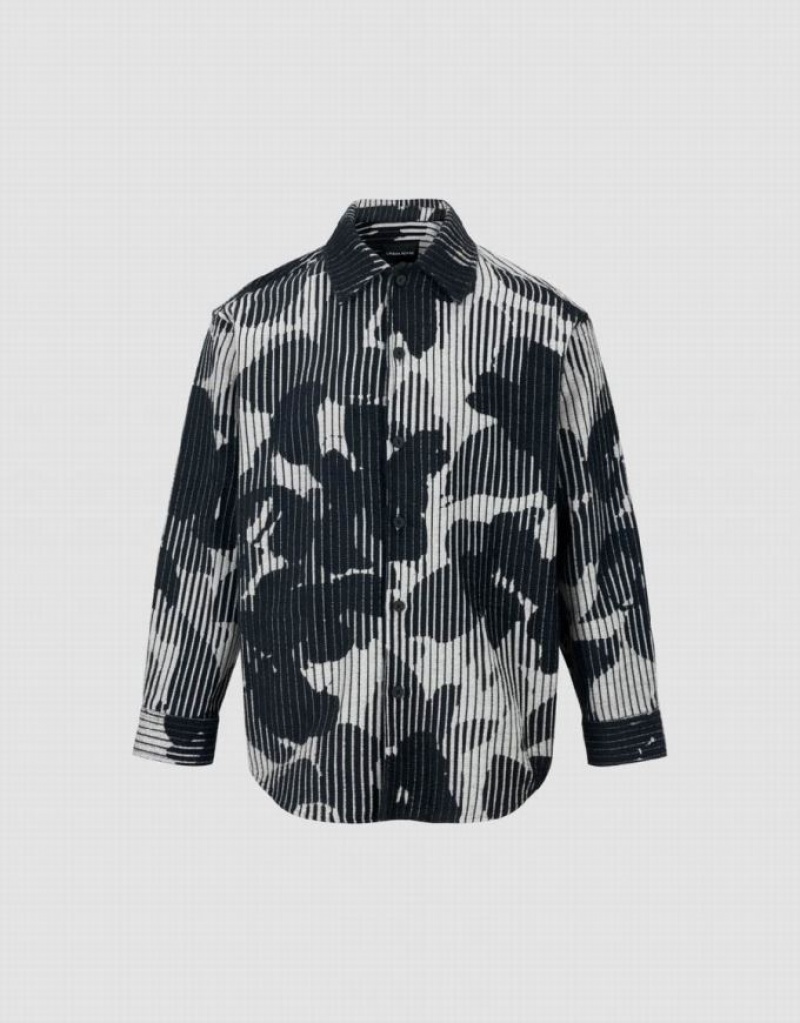 Grey Urban Revivo Printed Straight Men's Jacket | 09743GBAN