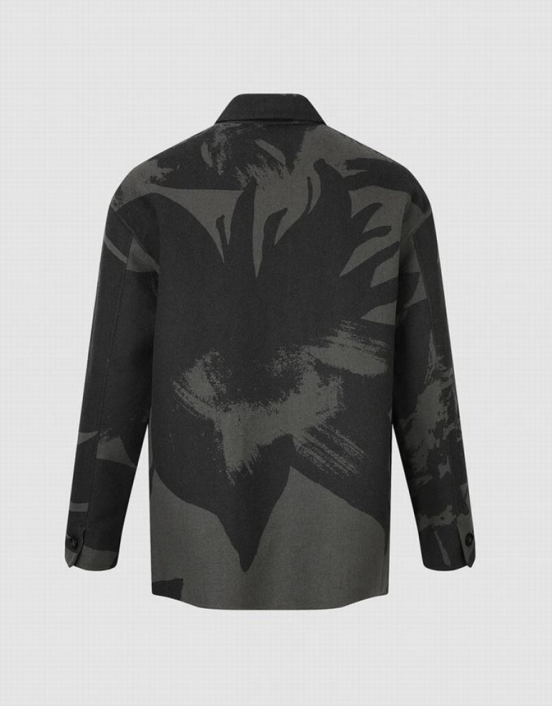 Grey Urban Revivo Printed Straight Men's Jacket | 72985HMBK