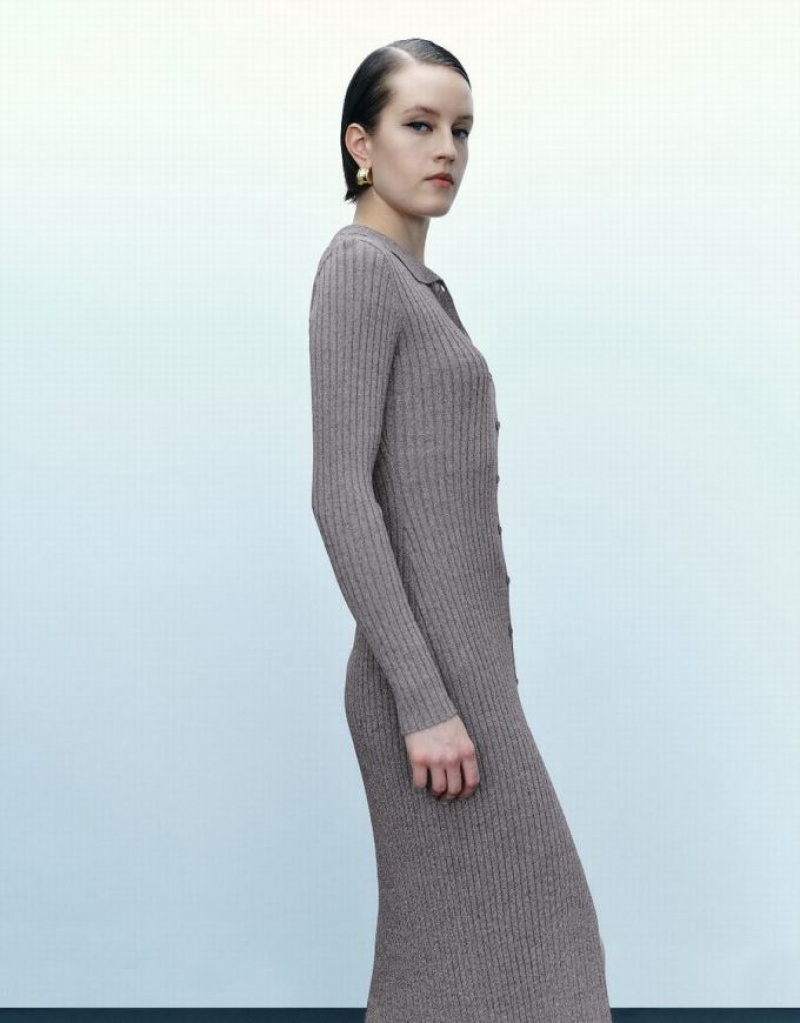 Grey Urban Revivo Skinny Women's Knitted Dress | 26409BNCS