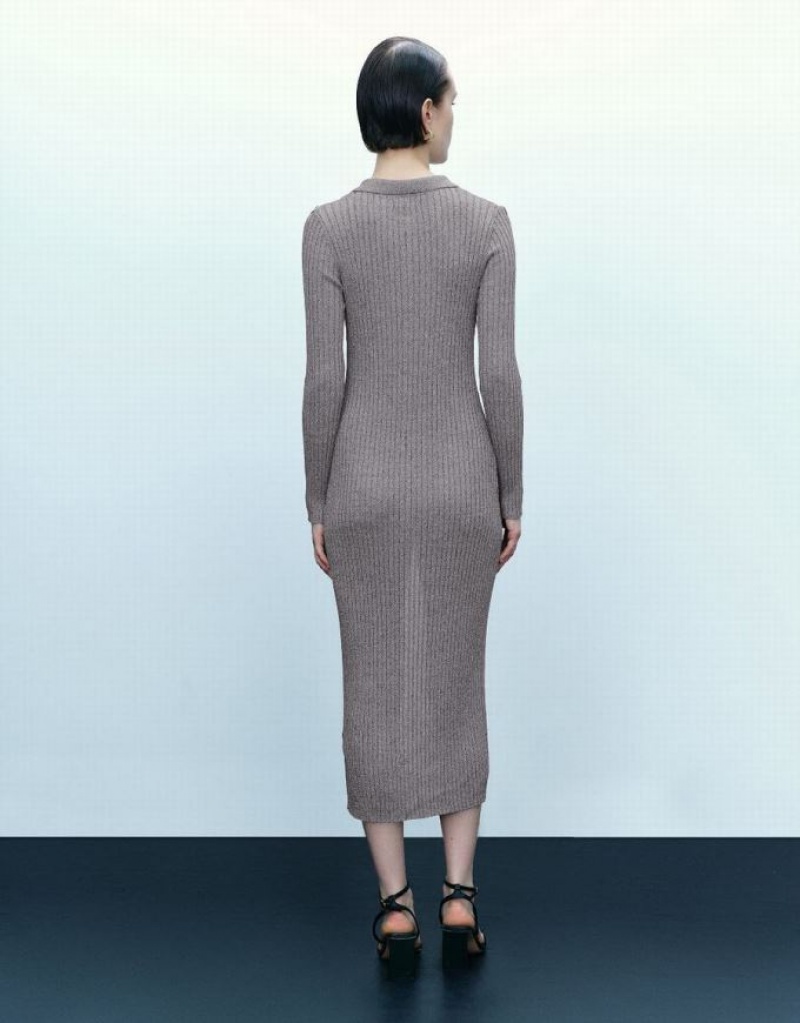 Grey Urban Revivo Skinny Women's Knitted Dress | 26409BNCS