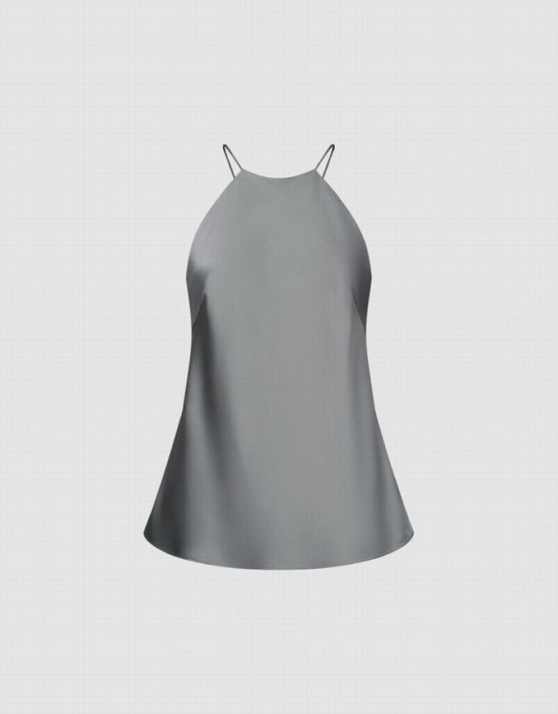 Grey Urban Revivo Sleeveless Crew Neck Overhead Women's Blouse | 74352BUJO