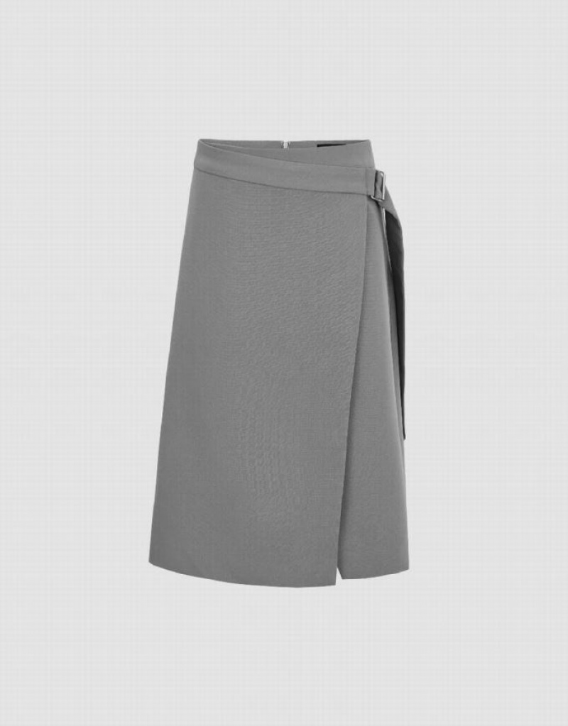 Grey Urban Revivo Split Hem A-Line Women\'s Skirts | 49612FVOG