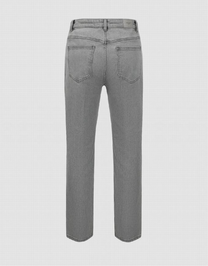 Grey Urban Revivo Straight Men's Jeans | 09483SLYH