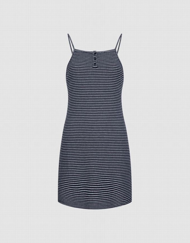 Grey Urban Revivo Striped Knitted Cami Mini Women\'s Mini Dress | 70164DAGX