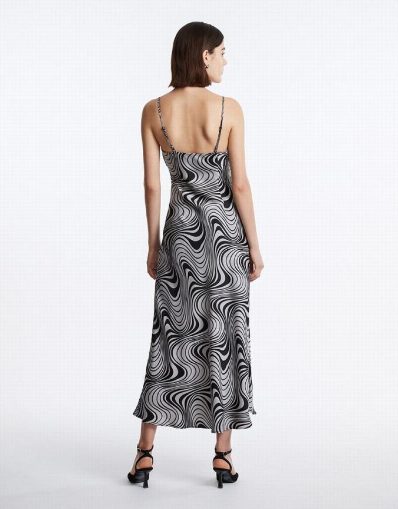 Grey Urban Revivo Swirl Print Maxi Cami Women's Maxi Dress | 14257GYMJ