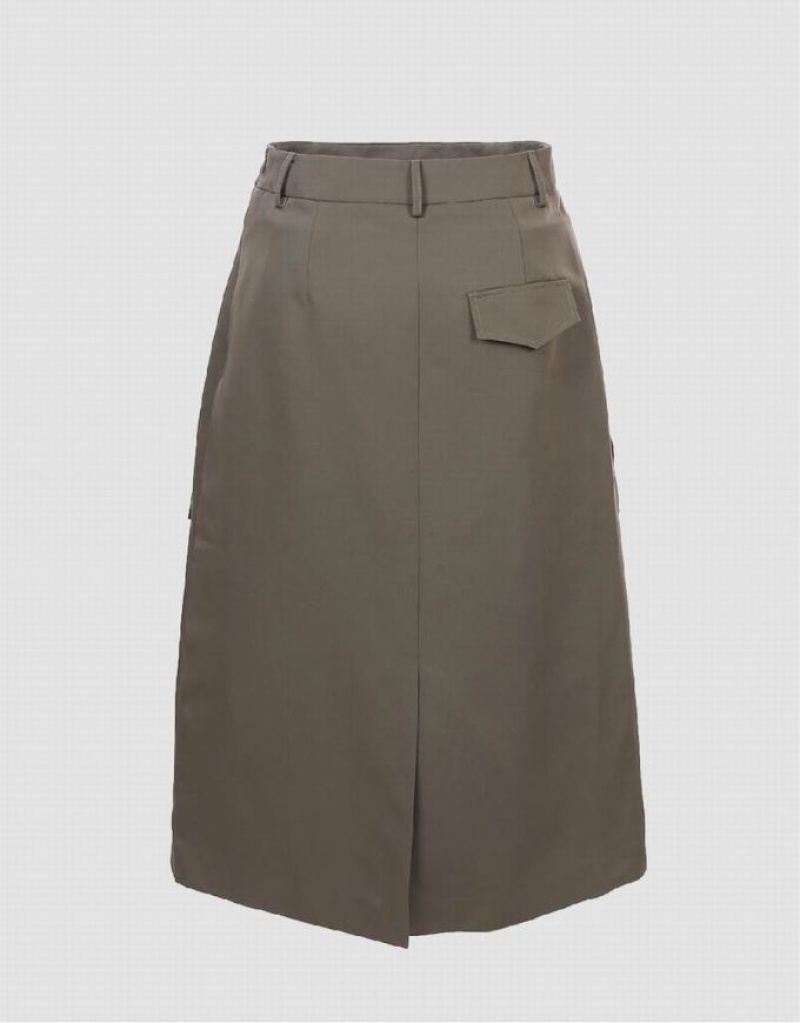 Khaki Urban Revivo Multi Utility Pocket Women's Skirts | 60591GQHV