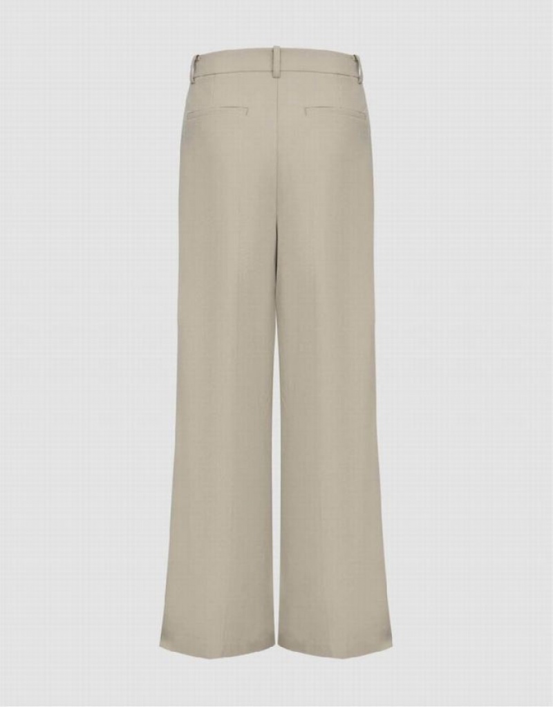 Khaki Urban Revivo Straight Leg Women's Pants | 71859MRAS