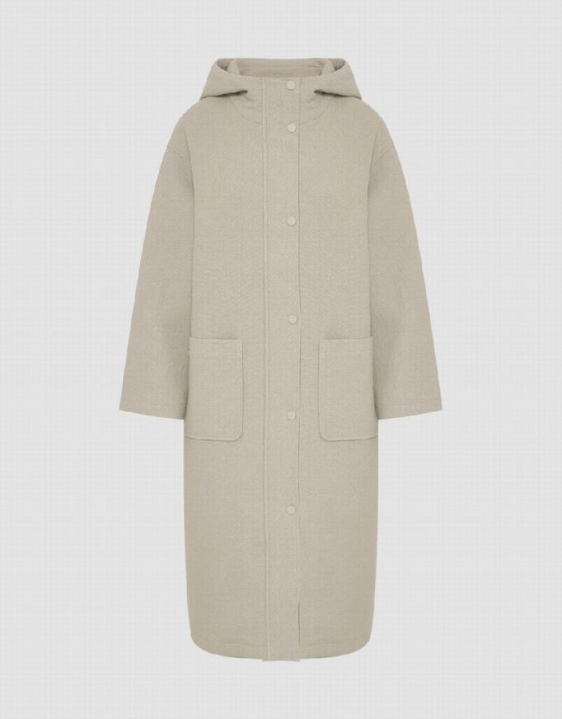 Khaki Urban Revivo Straight Longline Women's Coats | 41308GSWO