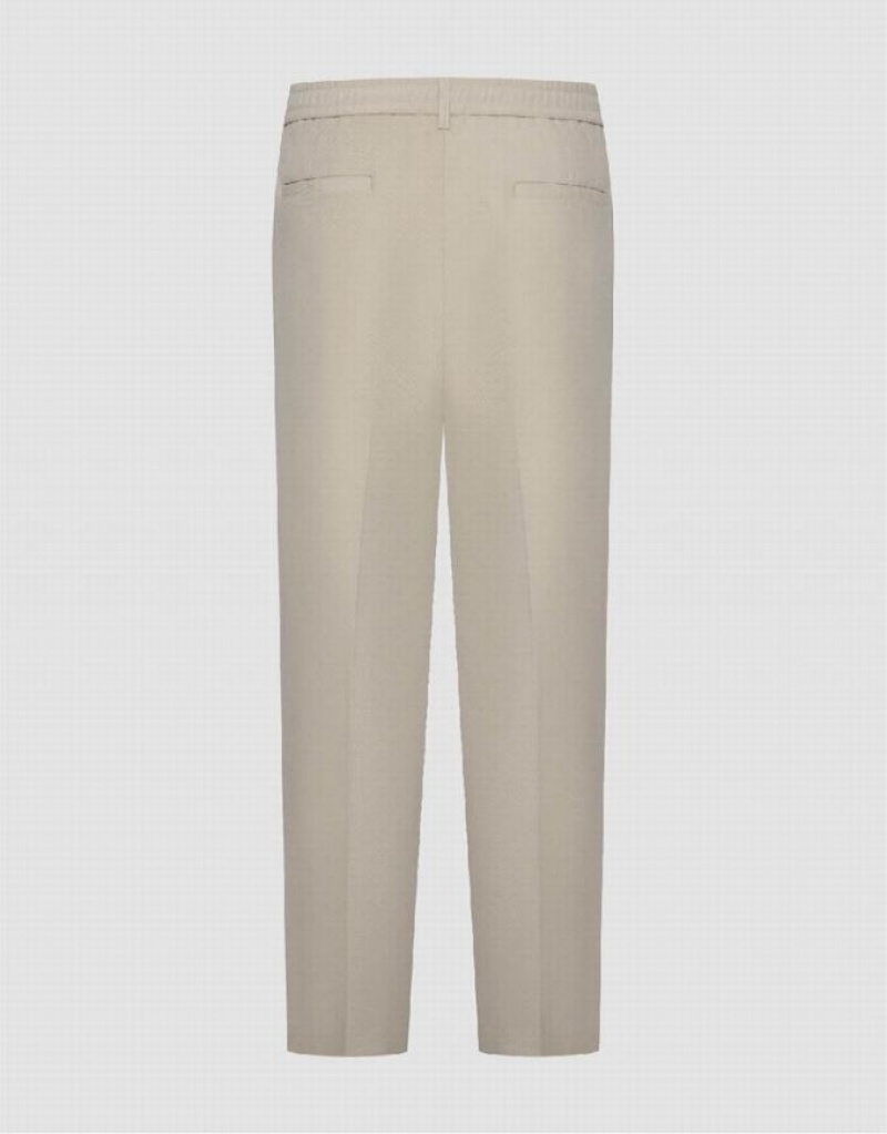 Khaki Urban Revivo Tailored Carrot Fit Men's Pants | 03175LIUK