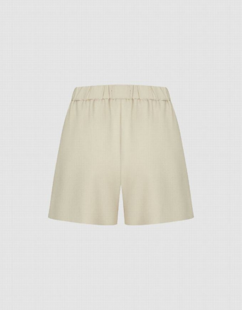 Khaki Urban Revivo Tailored Regular Women's Shorts | 58170CUNZ