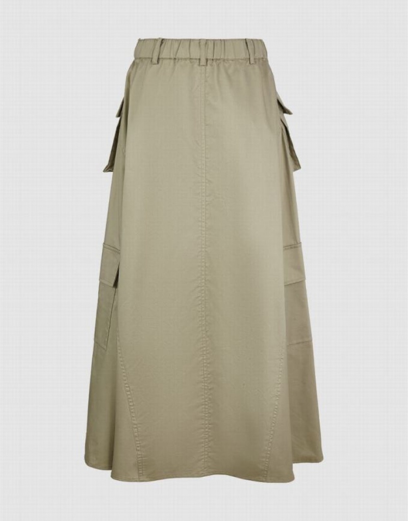 Khaki Urban Revivo Utilities Straight Women's Skirts | 10583WHTC