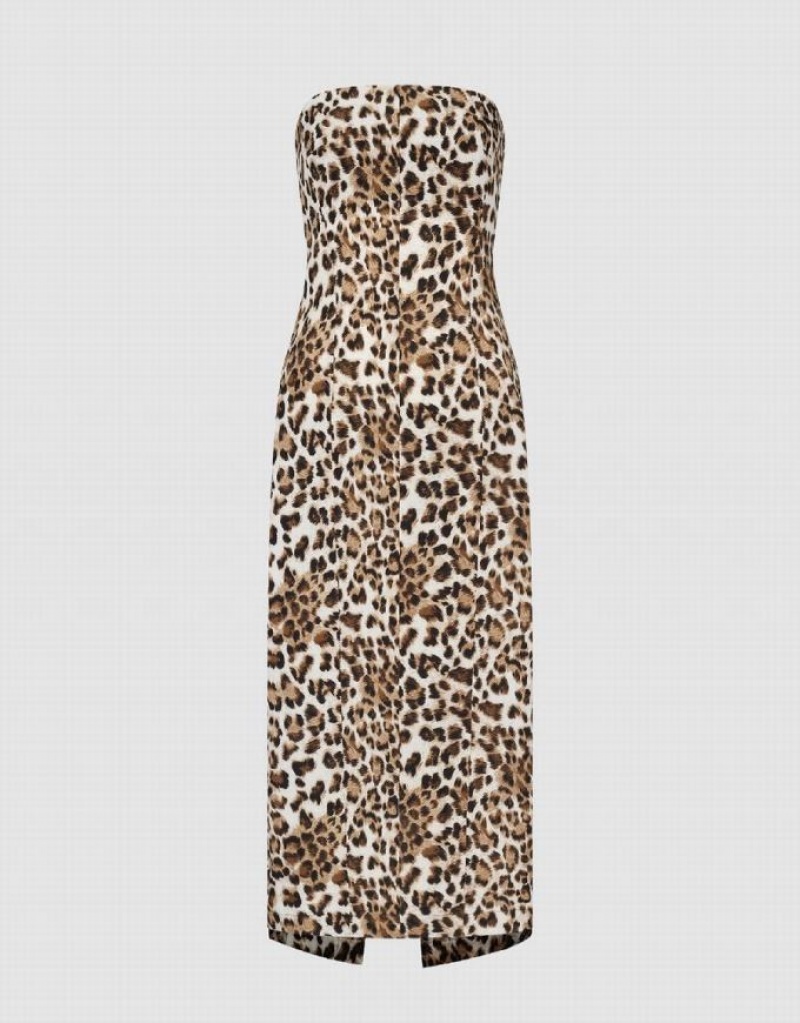 Leopard Urban Revivo Printed Sleeveless Skinny Women's Dress | 19640QRIX