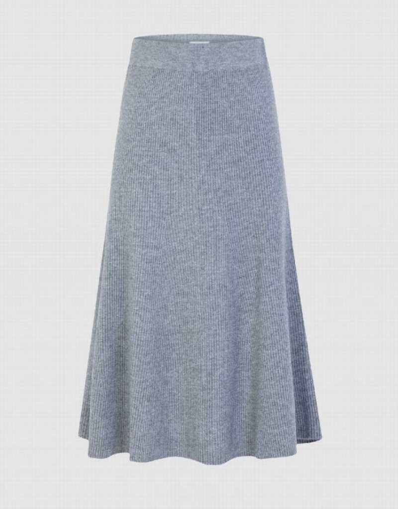 Light Grey Urban Revivo Midi A-Line Knitted Women\'s Skirts | 75213QCGF