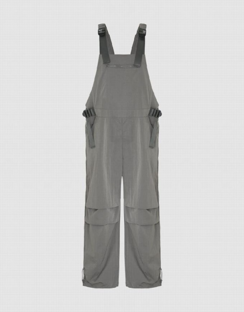 Light Grey Urban Revivo Overall With Front Zipper Pocket Women\'s Pants | 57986DUOZ