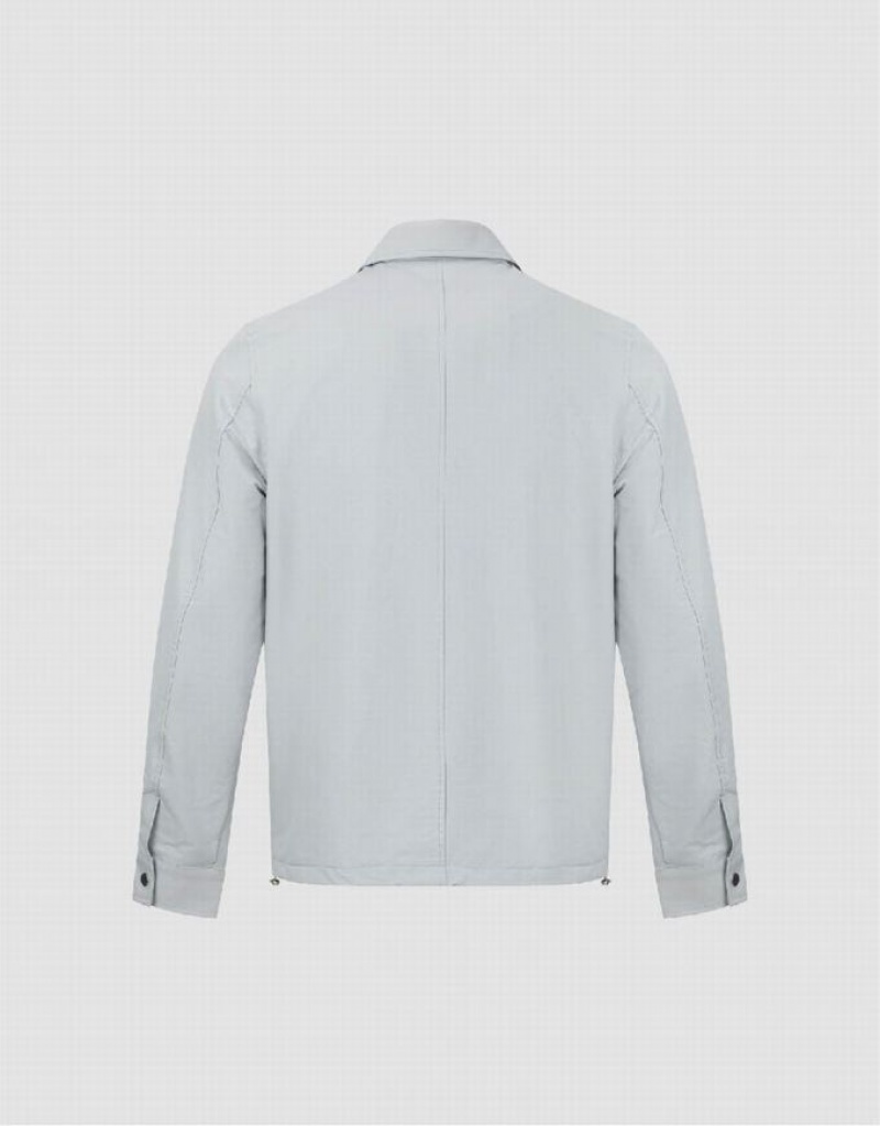 Light Grey Urban Revivo Press Button Straight Men's Jacket | 01548VDHY