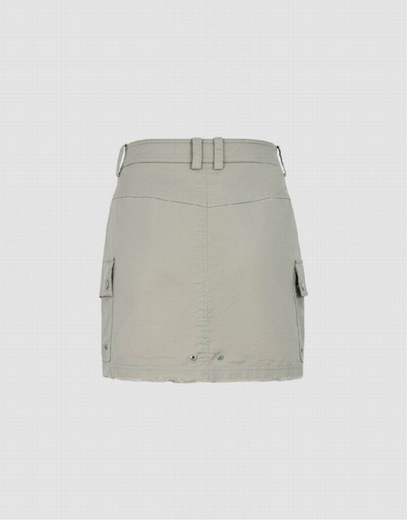 Light Grey Urban Revivo Raw Hem Mini Straight Women's Skirts | 37105YGJR