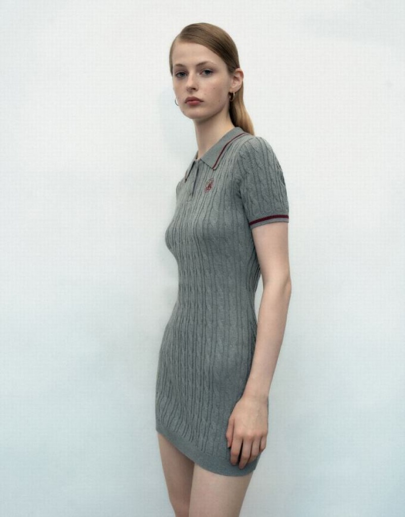 Light Grey Urban Revivo Rib Women's Knitted Dress | 86729JUOS