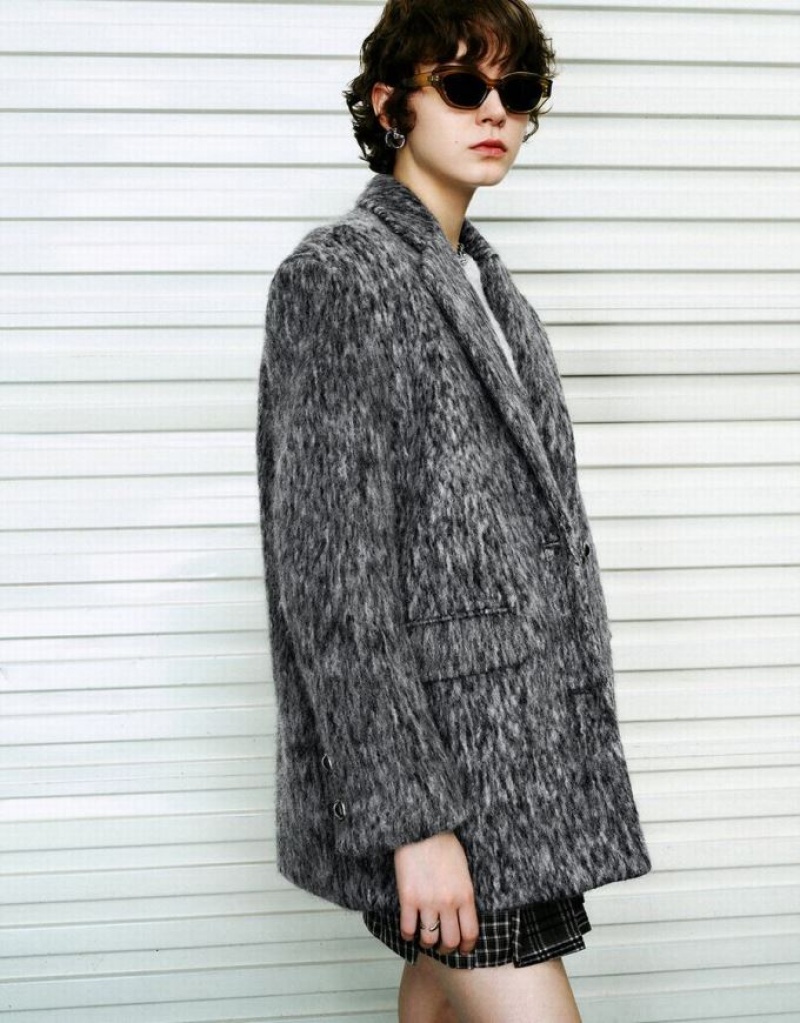 Light Grey Urban Revivo Single Breasted Woolen Women's Coats | 14597SXYG