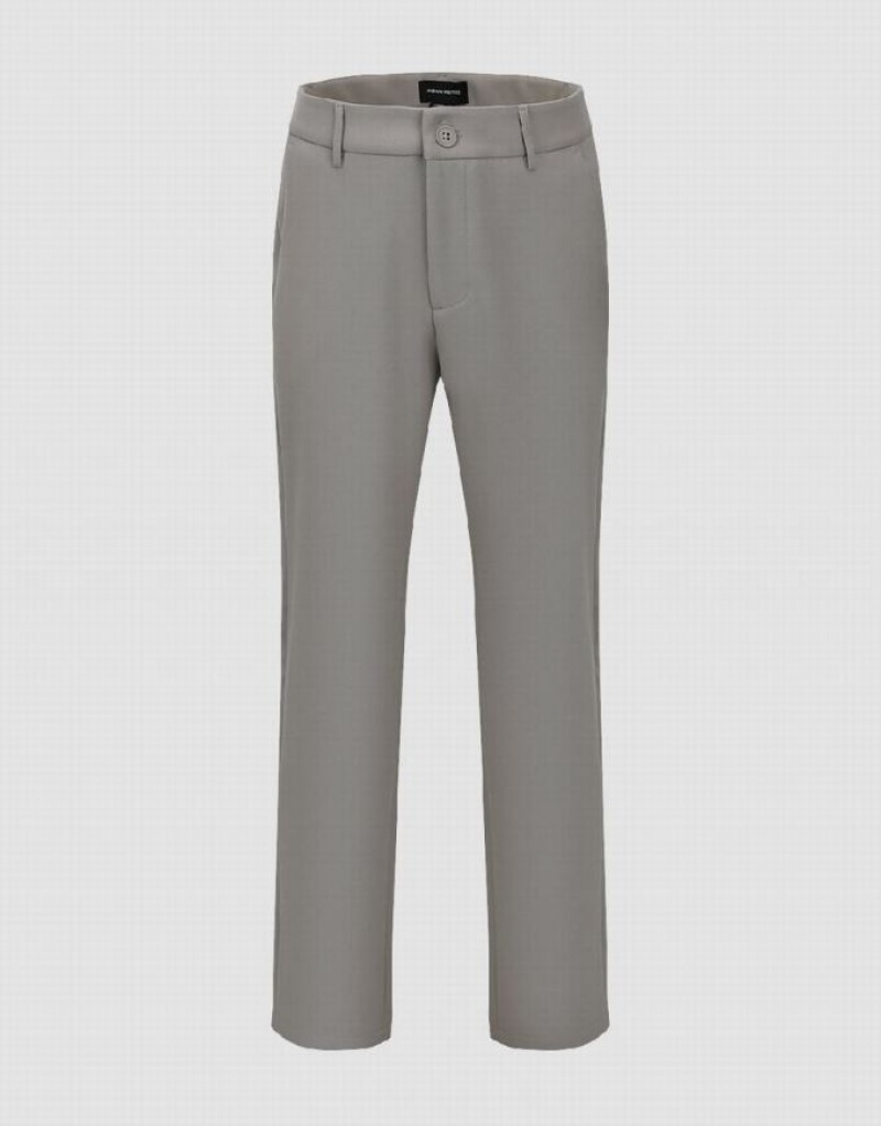 Light Grey Urban Revivo Straight Men's Pants | 92643TCRN