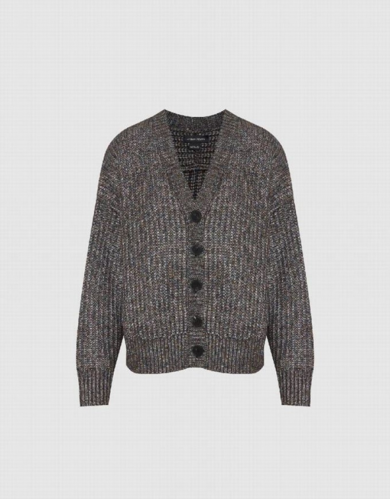 Light Grey Urban Revivo V-Neck Knitted Women's Cardigan | 28436YKQZ