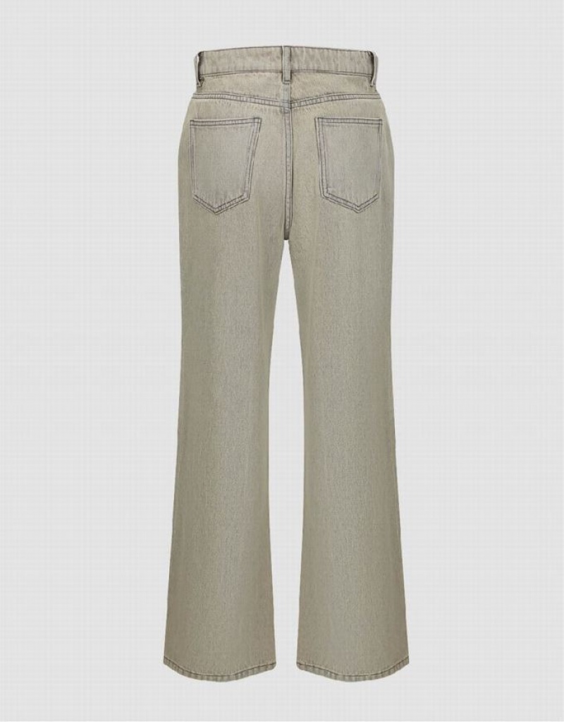 Light Grey Urban Revivo Wide-Leg Women's Jeans | 32719POBN