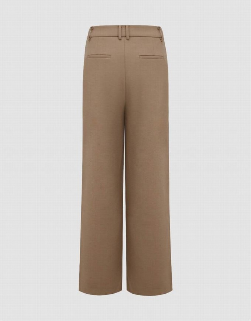 Light Khaki Urban Revivo Tailored Wide-Leg Women's Pants | 92765SLWX