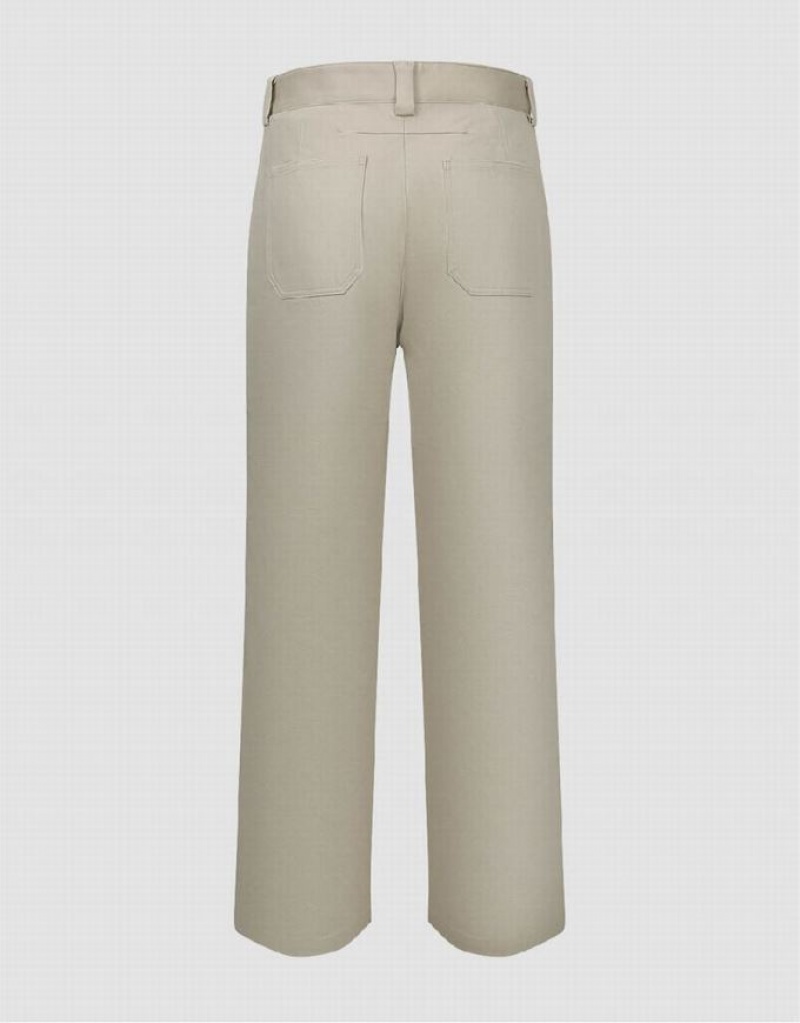 Light Khaki Urban Revivo Wide-Leg Men's Pants | 47092MCDF