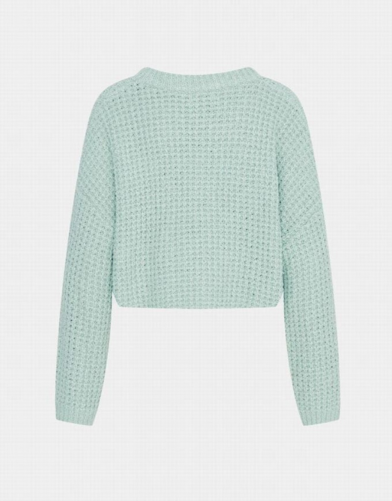 Mint Urban Revivo Drop Shoulder Cropped Women's Sweaters | 91507QLGO