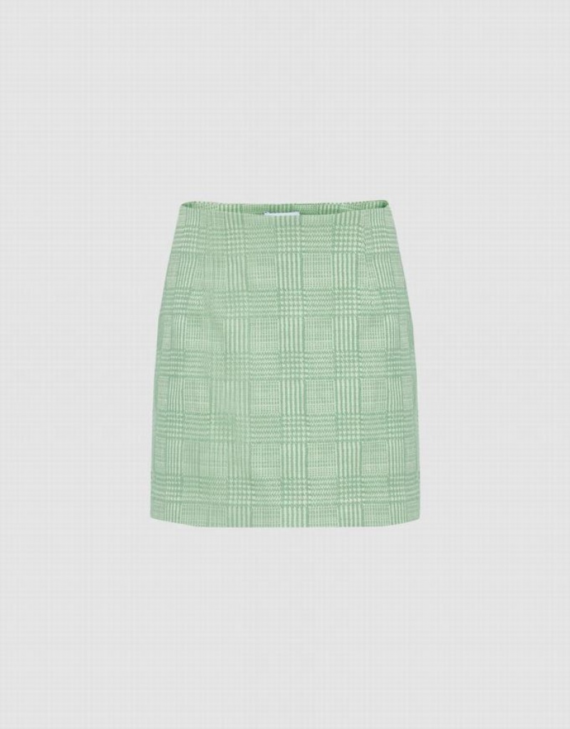 Mint Urban Revivo Plaid Pattern Mini Women\'s Skirts | 29671CFEN