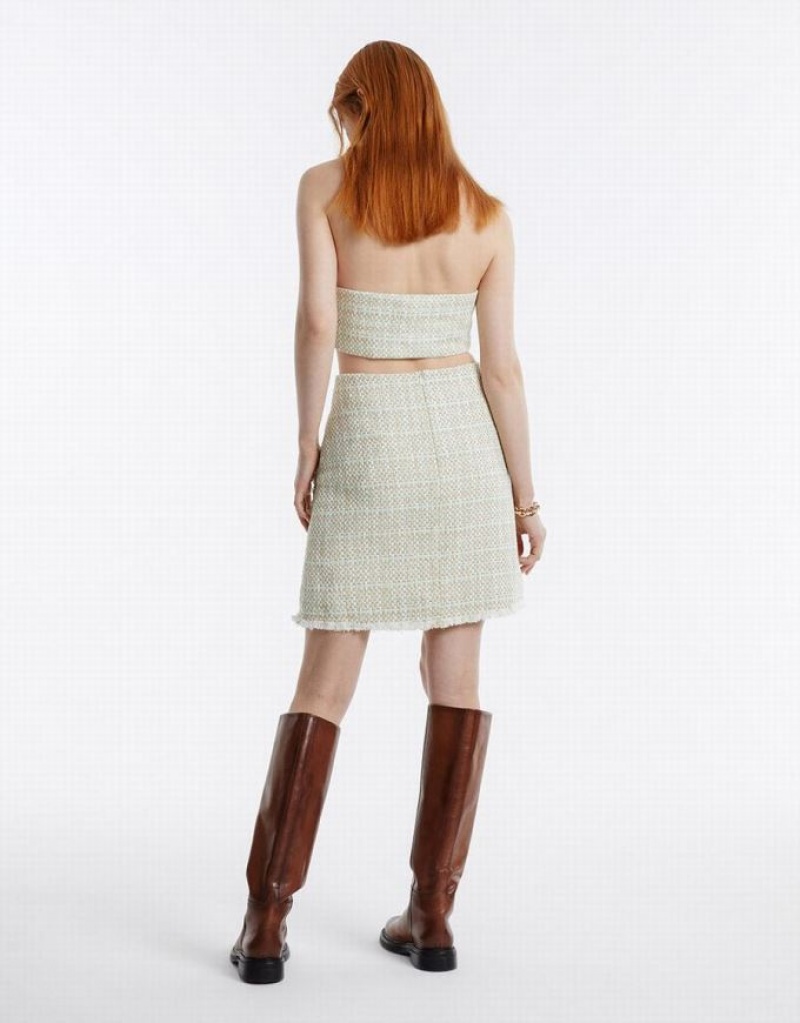 Mint Urban Revivo Tweed With Pockets Women's Skirts | 62437RMBW