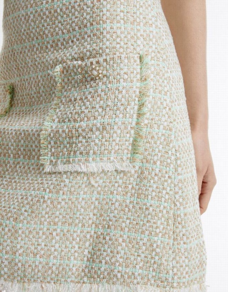 Mint Urban Revivo Tweed With Pockets Women's Skirts | 62437RMBW