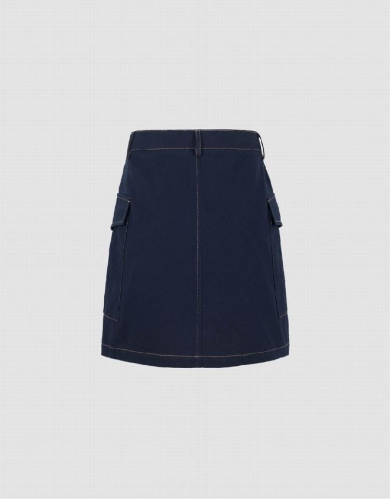 Navy Urban Revivo Mini A-Line Women's Skirts | 80361FGNK