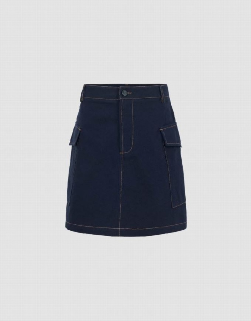 Navy Urban Revivo Mini A-Line Women\'s Skirts | 80361FGNK