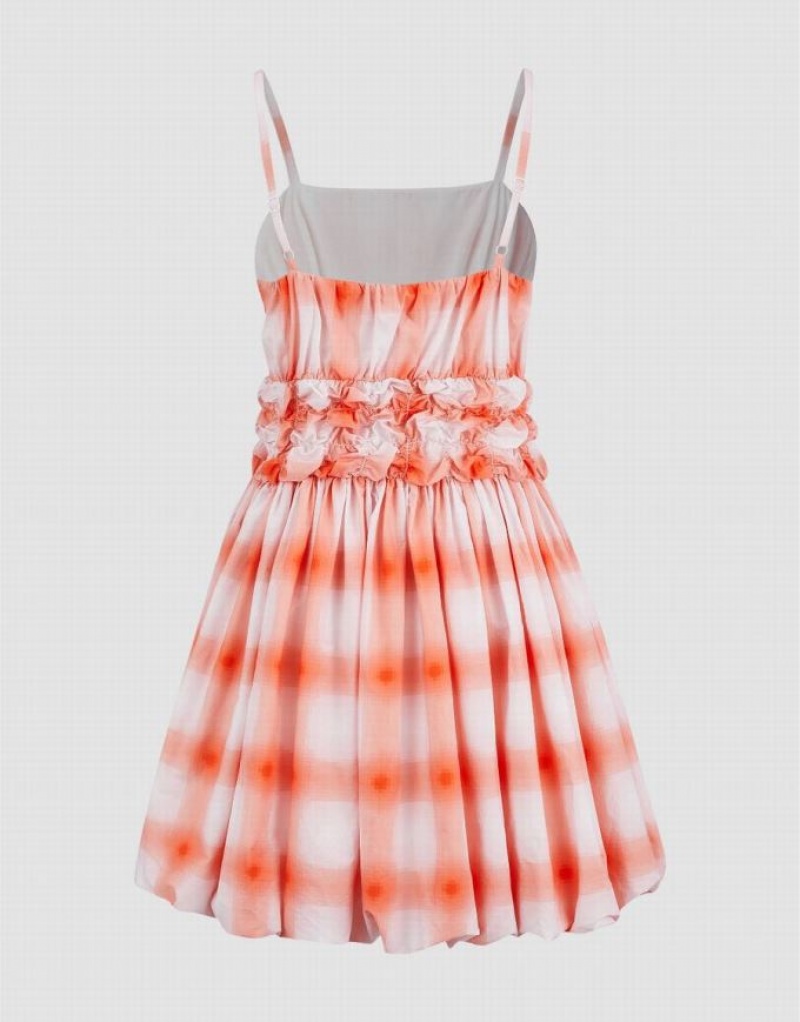 Orange Urban Revivo Gingham A-Line Cami Women's Dress | 53896VMAK