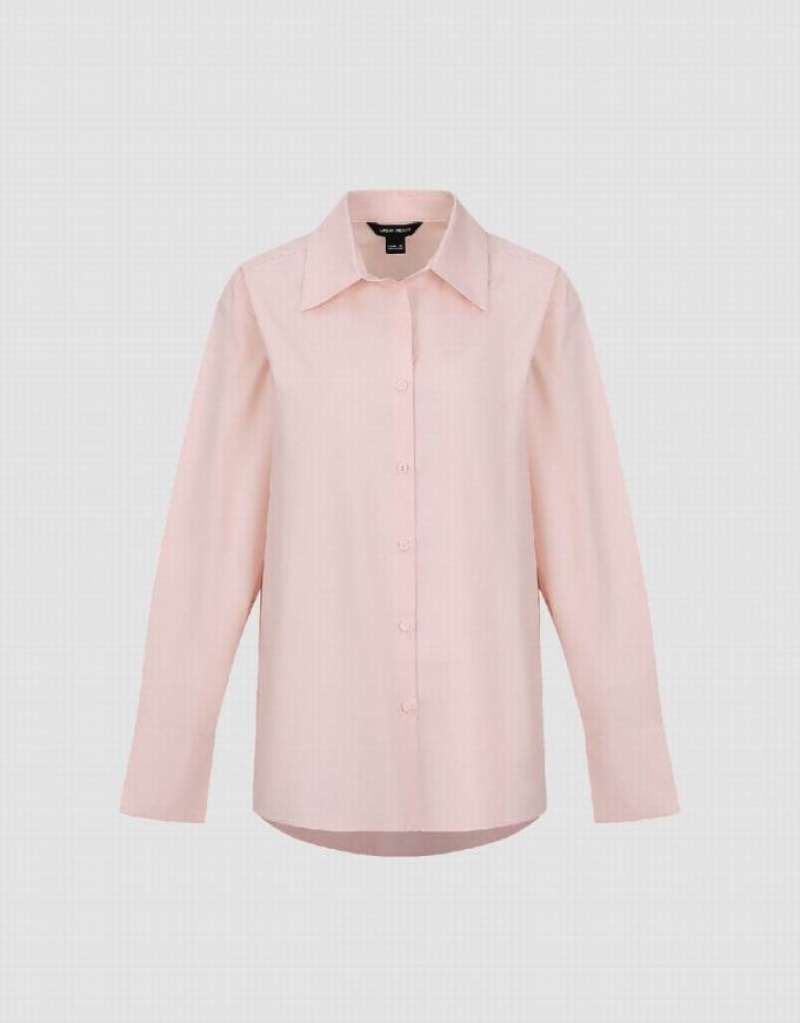 Pink Urban Revivo Button Up Straight Women's Shirts | 54971AGEN