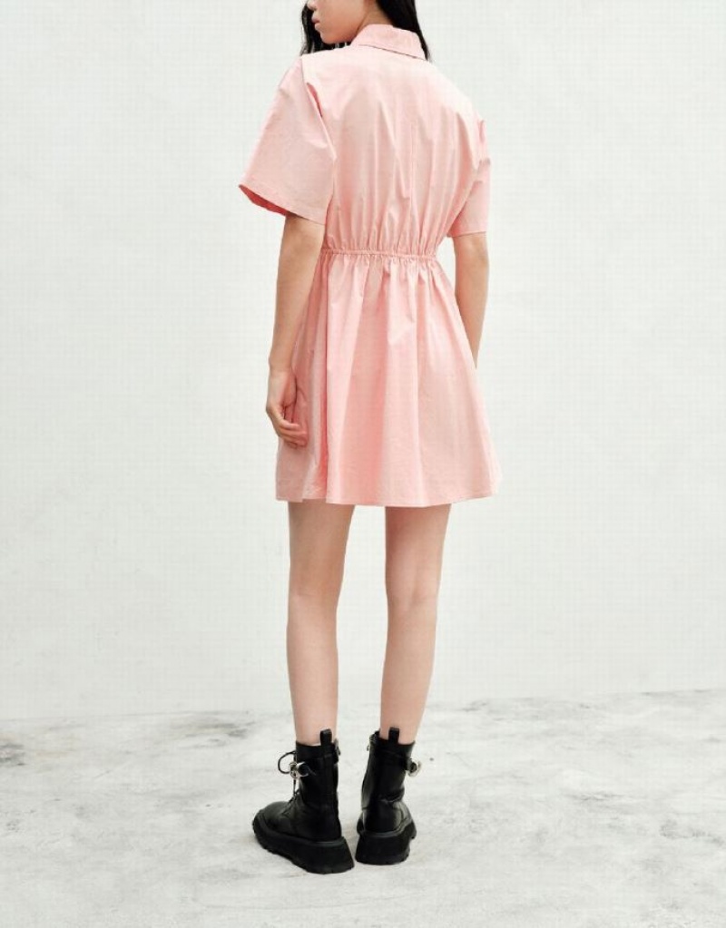 Pink Urban Revivo Button Up Women's Shirt Dress | 39247WSOQ