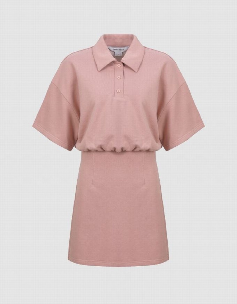 Pink Urban Revivo Dolman Sleeve Straight Women's Dress | 73920ZMXD