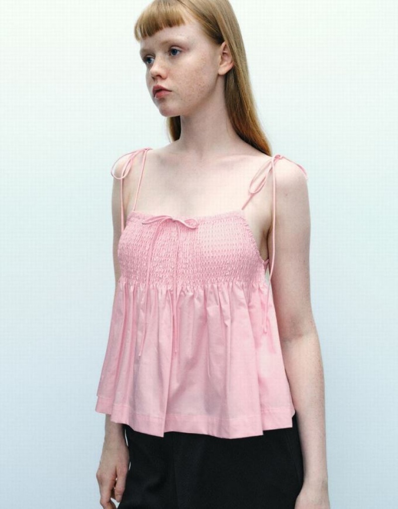 Pink Urban Revivo Off-Shoulder Cami Top Women's Blouse | 49130NGJW