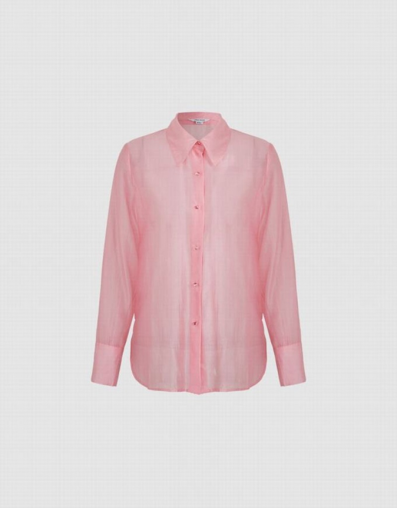 Pink Urban Revivo Patch Pocket Women's Shirts | 53019XKPH