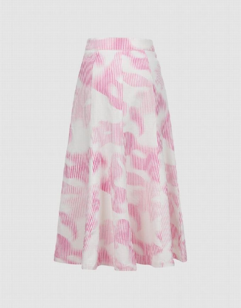 Pink Urban Revivo Printed Midi Fishtail Women's Skirts | 98452KSZM