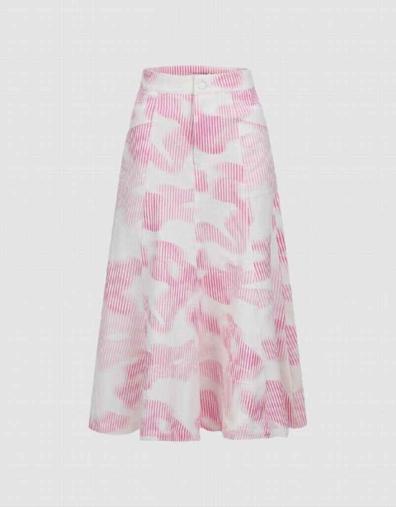 Pink Urban Revivo Printed Midi Fishtail Women\'s Skirts | 98452KSZM