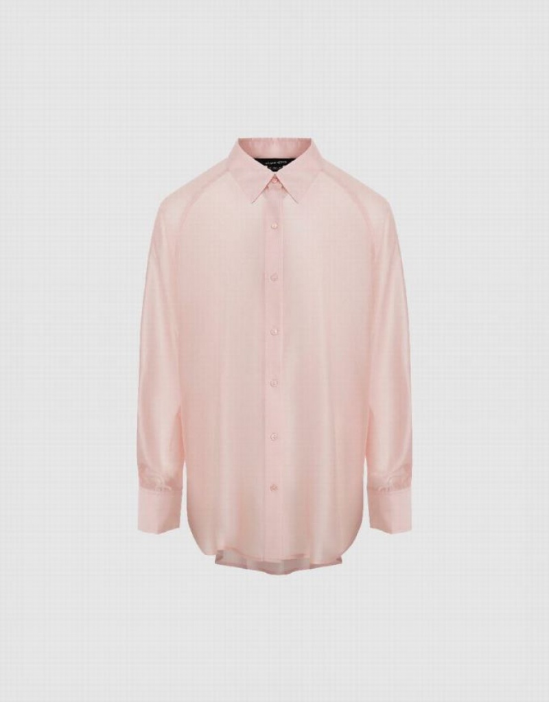 Pink Urban Revivo Raglan Sleeve Straight Women's Shirts | 75693XJRO