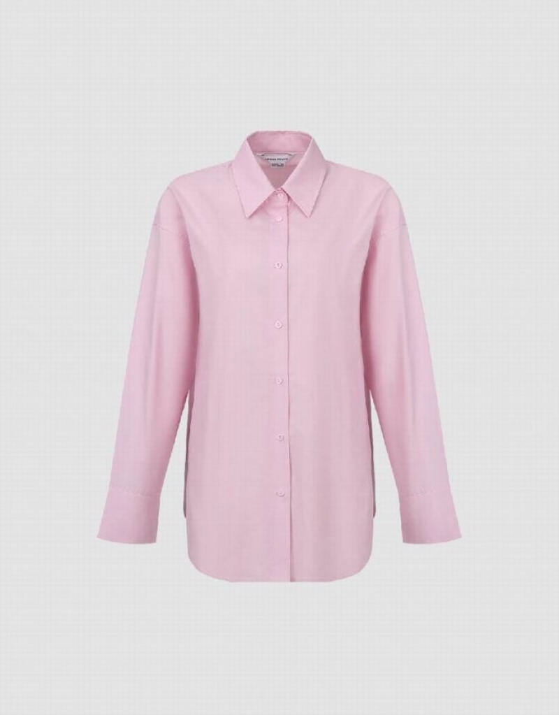 Pink Urban Revivo Standard Sleeve Button Up Women's Shirts | 19547TLDG