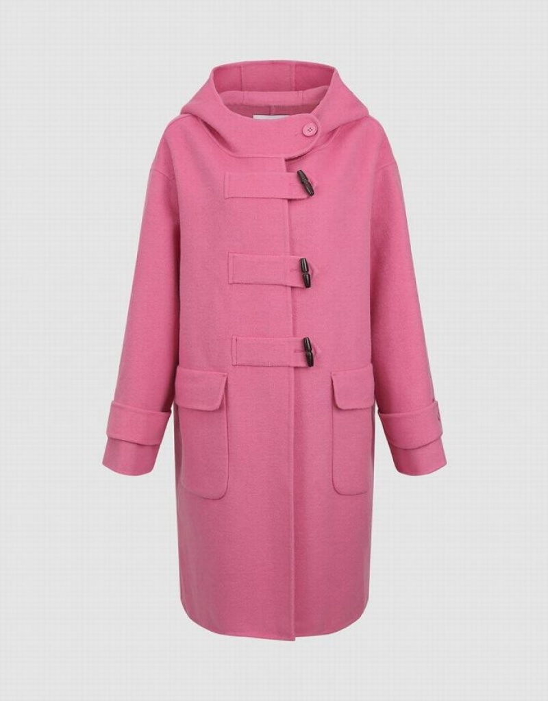 Pink Urban Revivo Straight Longline Woolen Women's Coats | 71620ELSO