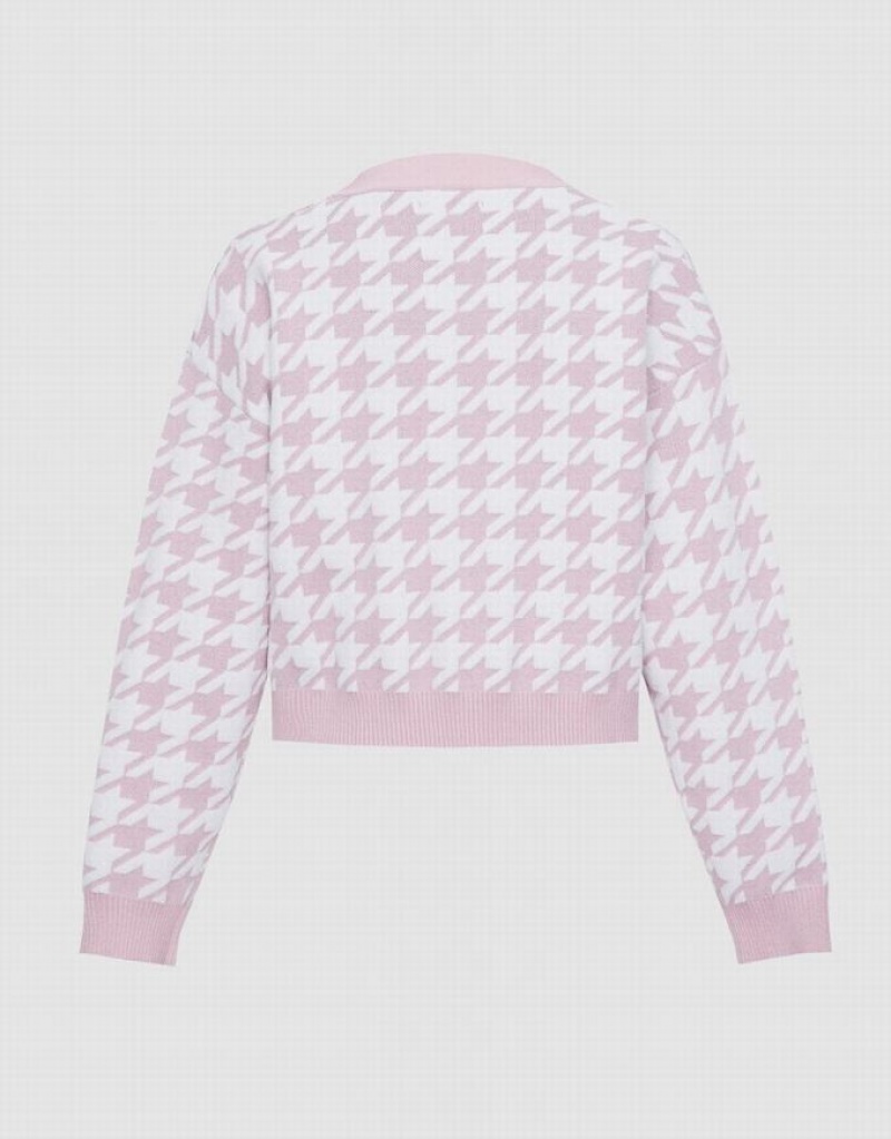 Pink Urban Revivo The Secret Life Of Pets Houndstooth Women's Cardigan | 26437TBSV