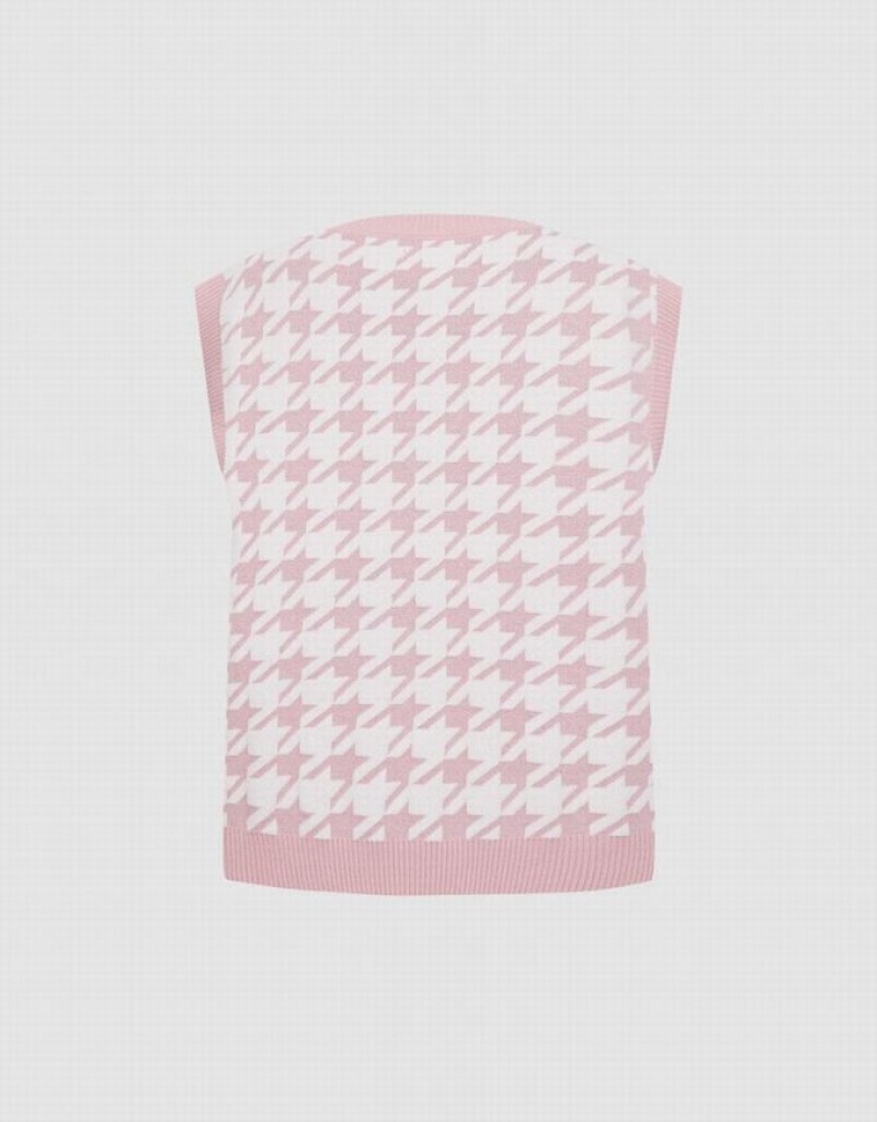 Pink Urban Revivo The Secret Life Of Pets Houndstooth Women's Sweater Vest | 50876VZRW