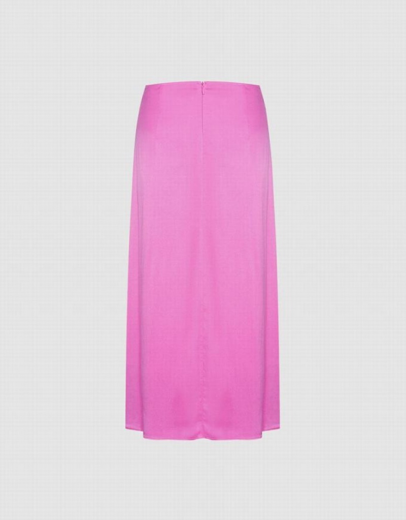 Purple Urban Revivo Drawstring Front Midi Women's Skirts | 12706VMYZ