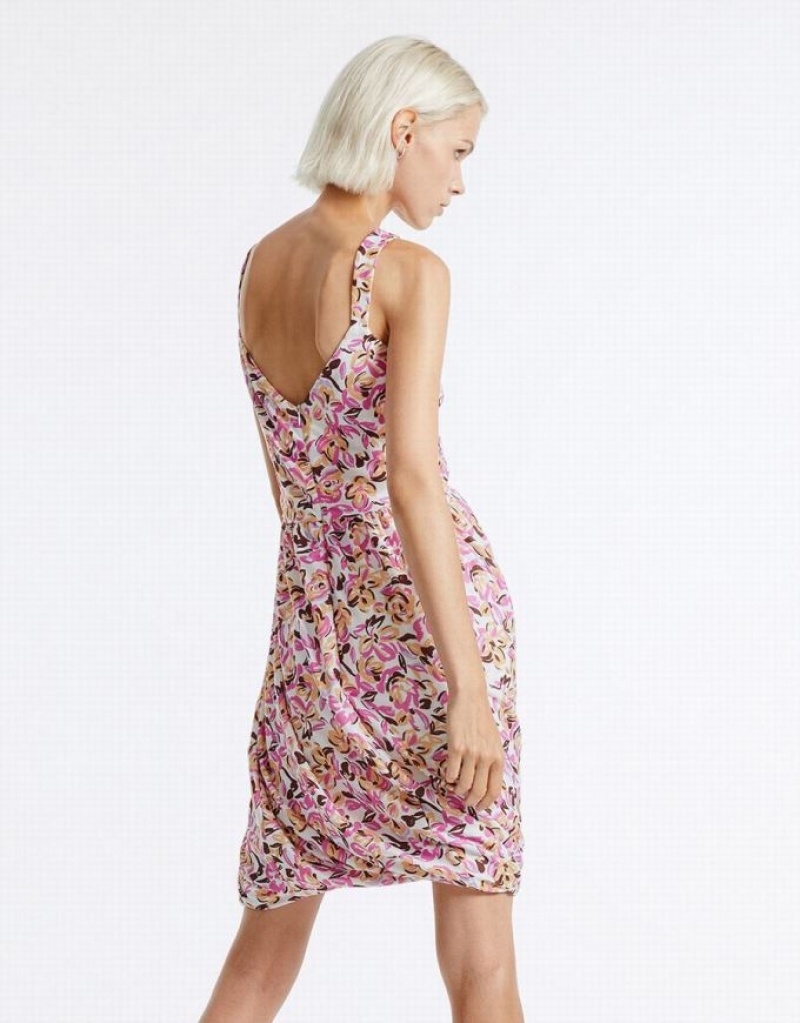 Purple Urban Revivo Floral Balloon Women's Casual Dress | 87543WEPX