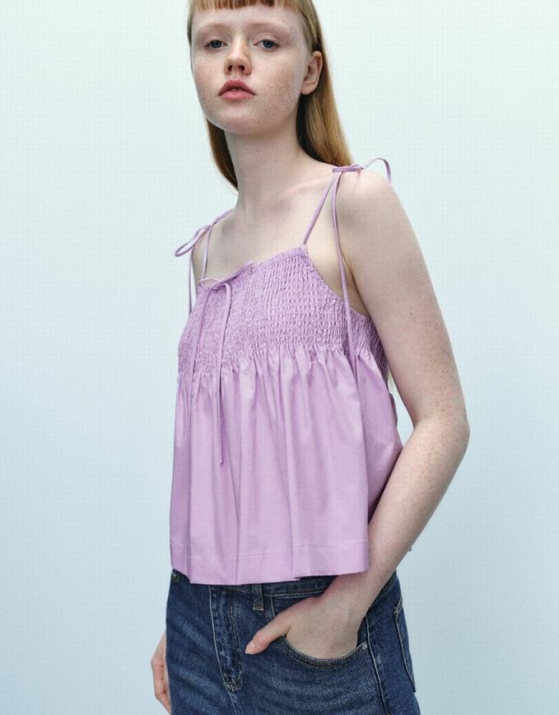 Purple Urban Revivo Off-Shoulder Cami Top Women's Blouse | 04936KQZG