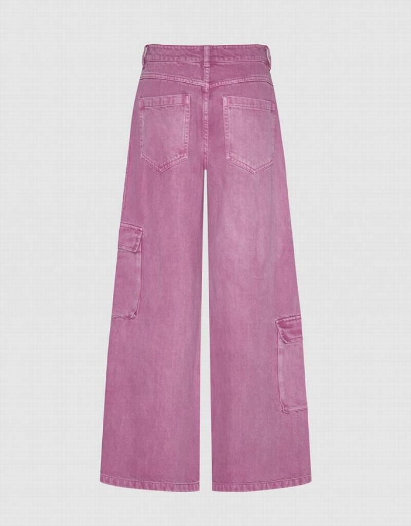 Purple Urban Revivo Straight With Pockets Women's Jeans | 32108XFBK